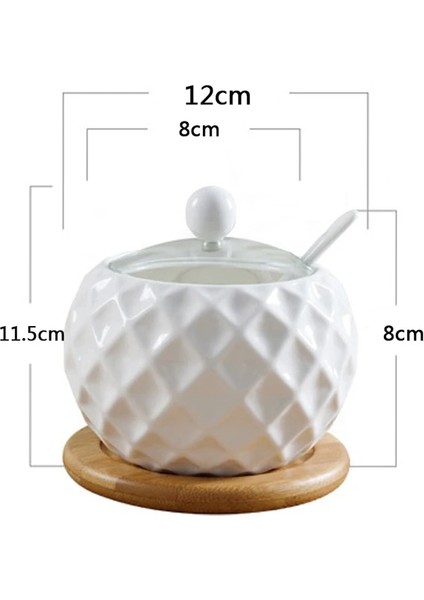 M Taban Seramik Baharat Pot Mutfak Malzemeleri Kutusu Ev Kombinasyonu Mutfak Malzemeleri Şişe Yağ Tuz Tencere, Bambu Tabanlı 3 Takım (Yurt Dışından)