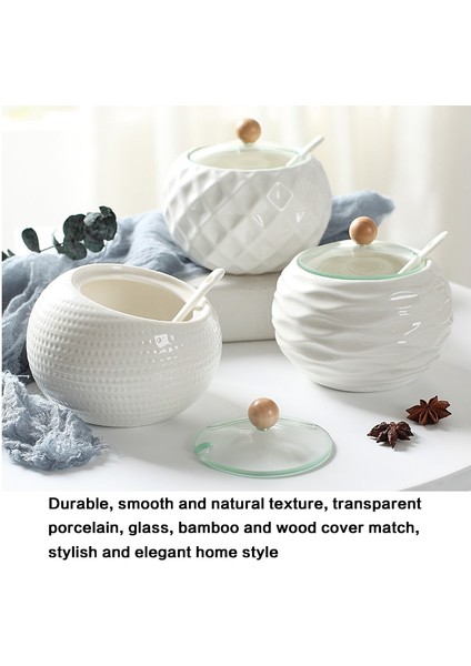 M Taban Seramik Baharat Pot Mutfak Malzemeleri Kutusu Ev Kombinasyonu Mutfak Malzemeleri Şişe Yağ Tuz Tencere, Bambu Tabanlı 3 Takım (Yurt Dışından) modelleri