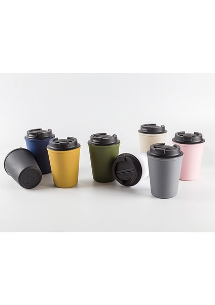 Bej Bambu 301-400 ml Yeniden Kullanılabilir Sızdırmaz Çift Duvar 350 ml 12 Oz Plastik Kahve Fincanı Seyahat Kahve Kupası (Yurt Dışından)