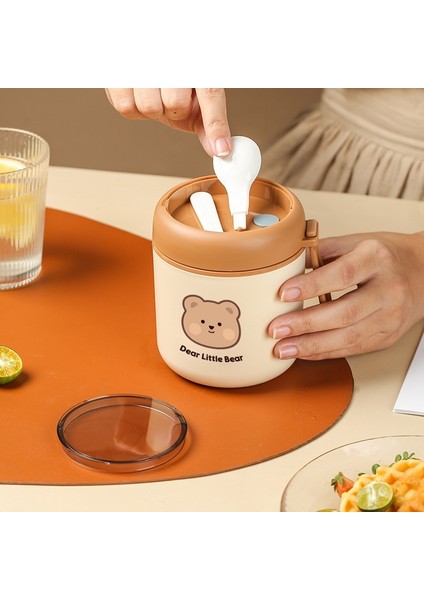 Pembe Sevimli 304 Paslanmaz Çelik Vakum Termal Öğle Yemeği Kutusu Sızdırmaz Bento Kahvaltı Çorba Bardağı Yalıtımlı Öğle Yemeği Çantası Gıda Isıtıcı Kaplar (Yurt Dışından)