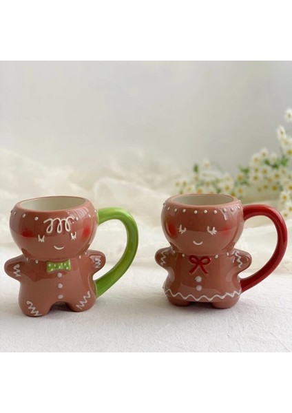 E 460 ml 10X8 cm Noel Yaratıcı Seramik Kupa Sevimli Zencefilli Kurabiye Adam Kahve Çift Fincan Noel Hediyesi Yeni Yıl Drinkware Navidad Ev Ofis Içecek Kupa (Yurt Dışından) fırsatları