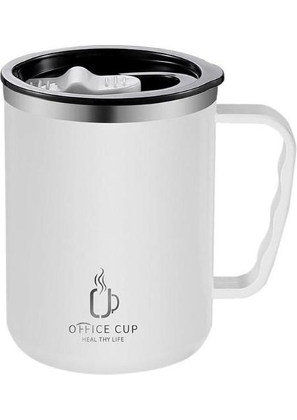 A-500ML 1 Adet 400-500ML Paslanmaz Çelik Kupa Kahve Fincanı Moda ve Basit Ofis Kapaklı Fincan Çift Katmanlı Taşınabilir Renkli Gargara Bardak (Yurt Dışından)