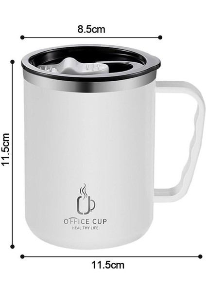 A-500ML 1 Adet 400-500ML Paslanmaz Çelik Kupa Kahve Fincanı Moda ve Basit Ofis Kapaklı Fincan Çift Katmanlı Taşınabilir Renkli Gargara Bardak (Yurt Dışından)
