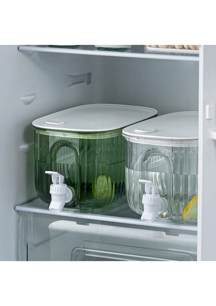 Yeşil 4l Buzdolabı Soğuk Su Isıtıcısı Musluk ile Şeffaf Soğuk Içecek Konteyner Ev Partisi Için Büyük Kapasiteli Sızdırmaz Drinkware (Yurt Dışından)
