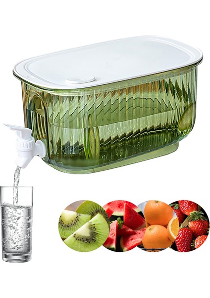 Yeşil 4l Buzdolabı Soğuk Su Isıtıcısı Musluk ile Şeffaf Soğuk Içecek Konteyner Ev Partisi Için Büyük Kapasiteli Sızdırmaz Drinkware (Yurt Dışından)