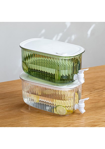 Yeşil 4l Buzdolabı Soğuk Su Isıtıcısı Musluk ile Şeffaf Soğuk Içecek Konteyner Ev Partisi Için Büyük Kapasiteli Sızdırmaz Drinkware (Yurt Dışından)