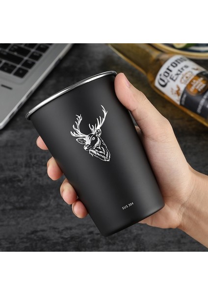 C 550 ml Paslanmaz Çelik Metal Bira Bardağı Soğuk Içecek 400/500 ml Kahve Tumbler Çay Süt Kupalar Ev Kamp Ev Ofis Kullanımı Için (Yurt Dışından) fırsatları