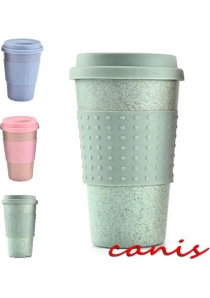 Mavi 201-300 ml Çevre Dostu Kahve Çay Bardağı Buğday Samanı Seyahat Su Içecek Kupa Silikon Kapaklı Içme Kupaları (Yurt Dışından)
