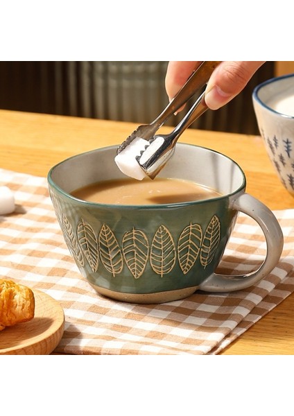 B Japon Pastoral Seramik Kahve Kupa Ev Kahvaltı Süt Yulaf Ezmesi Fincan Yaratıcı Retro Kabartmalı Ofis Çay Bardağı Drinkware (Yurt Dışından) indirimleri