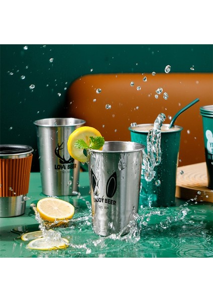 Be 500 ml 500 ml Taşınabilir Paslanmaz Çelik Metal Bira Hayvan Bardağı Şarap Bardakları Kahve Tumbler Çay Süt Kupalar Ev Kamp Için Saman Ağız Bardak (Yurt Dışından) fiyatları