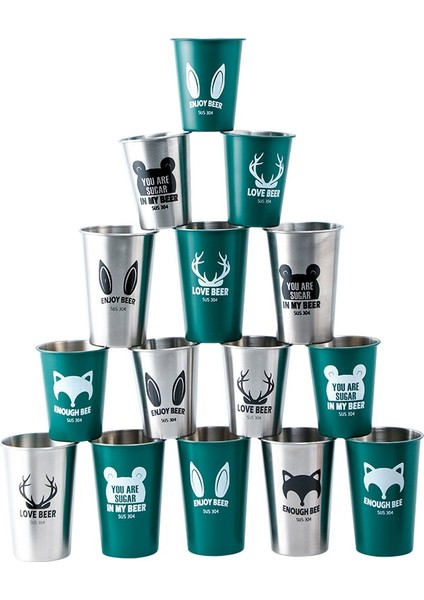 Be 500 ml 500 ml Taşınabilir Paslanmaz Çelik Metal Bira Hayvan Bardağı Şarap Bardakları Kahve Tumbler Çay Süt Kupalar Ev Kamp Için Saman Ağız Bardak (Yurt Dışından) indirimleri