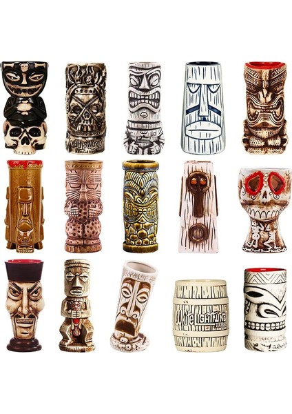 J 300-500 ml Hawaii Paskalya Adası Tiki Kupalar Yaratıcı Porselen Bira Şarap Kupası Bira Şarap Kokteyl Parti Bardağı Bar Aracı Seramik Tiki Kupa 300-700 ml (Yurt Dışından) fiyatları
