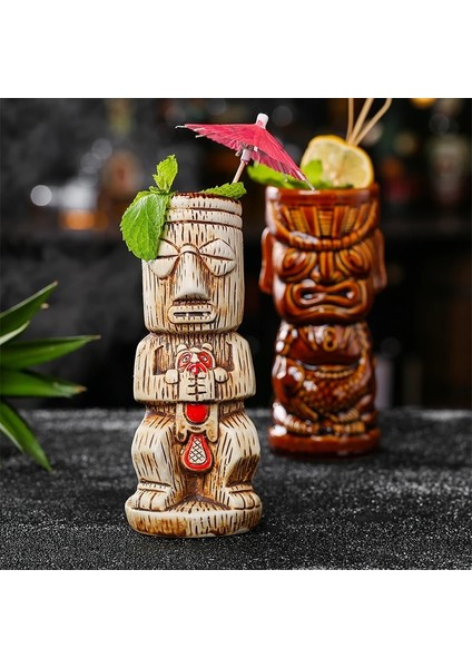 J 300-500 ml Hawaii Paskalya Adası Tiki Kupalar Yaratıcı Porselen Bira Şarap Kupası Bira Şarap Kokteyl Parti Bardağı Bar Aracı Seramik Tiki Kupa 300-700 ml (Yurt Dışından) modelleri