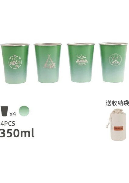 Tip K 350-500 ml 4 Adet/takım Açık Kamp 304 Paslanmaz Çelik Bira Bardağı Kahve Fincanı Kupa Saklama Çantası ile Silikon Bardak Kol Orijinal Kupalar Sofra (Yurt Dışından)