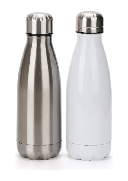 Beyaz 350ML 350/500ML Su Şişesi Süblimasyon Boş Spor Su Şişeleri Paslanmaz Çelik Termos Çift Duvar Termos Kola Şekli Şişe (Yurt Dışından)