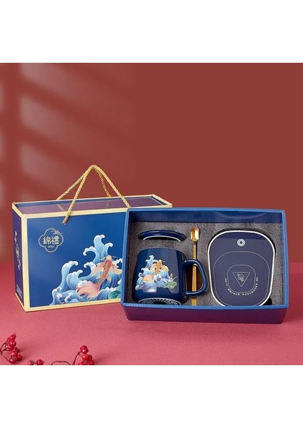Hediye Kutusu Seti 16 301-400 ml Yaratıcı Hediye Seramik Kapaklı Kupalar Kahve Fincanı USB Coaster Isıtıcı Ped Sabit Sıcaklık Isıtma Süt Çay El Yapımı Termo Kupa (Yurt Dışından)