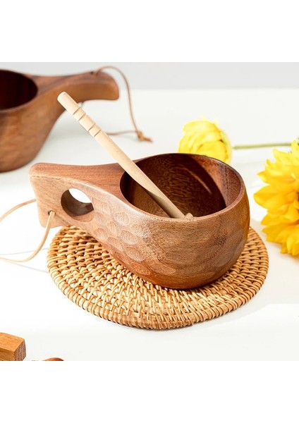 L 201-350 ml Akasya Ahşap Süt Fincan Kahvaltı Fincan Kaplumbağa Kabuğu Fin Fincan Kamp Kullanışlı Fincan Taşınabilir Açık Fincan Dropshipping Bushcraft (Yurt Dışından)