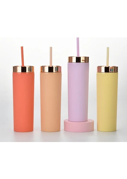 H 16OZ 16OZ Akrilik Sıska Bardak Mat Renkli Su Şişesi Kaplama Kapaklı ve Saman Çift Duvar Bekarlığa Veda Partisi Düğün Hediyeleri Için (Yurt Dışından) fırsatları