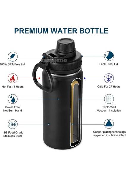 Ordu Yeşili 1.0l 32OZ / 1l Paslanmaz Çelik Yalıtımlı Su Şişesi, Bisiklet Şişeleri Spor Salonu Seyahat Için Çift Duvarlı Vakum Yalıtımlı Su Şişeleri (Yurt Dışından) modelleri