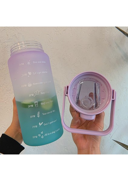 B-Şeffaf Mor 2l 64OZ 2l Büyük Kapasiteli Su Şişesi Saman Bardak Yüksek Sıcaklık Plastik Su Bardağı Zaman Ölçeği Buzlu Doğa Sporları Öğrenci Çift Fincan (Yurt Dışından) fiyatları