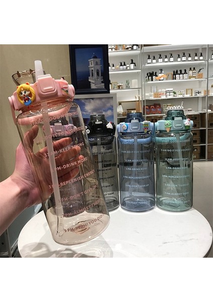 B-Şeffaf Mor 2l 64OZ 2l Büyük Kapasiteli Su Şişesi Saman Bardak Yüksek Sıcaklık Plastik Su Bardağı Zaman Ölçeği Buzlu Doğa Sporları Öğrenci Çift Fincan (Yurt Dışından) modelleri