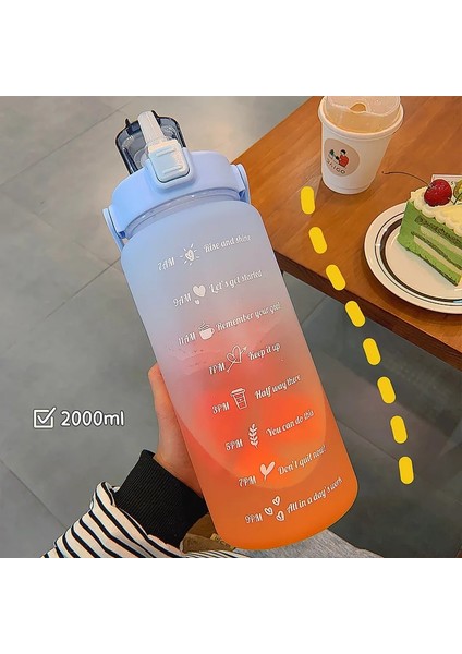 B-Şeffaf Mor 2l 64OZ 2l Büyük Kapasiteli Su Şişesi Saman Bardak Yüksek Sıcaklık Plastik Su Bardağı Zaman Ölçeği Buzlu Doğa Sporları Öğrenci Çift Fincan (Yurt Dışından) indirimleri