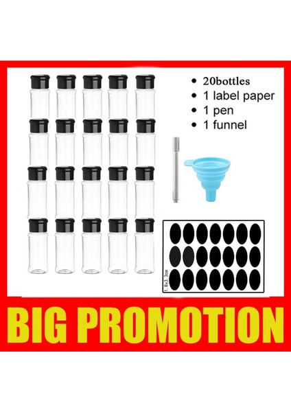 20HEISULIAOPING-3JT 5/10/15/20 Pc Kavanoz Baharat Tuz ve Biber Çalkalayıcı Baharat Kavanoz Baharat Organizatör Plastik Barbekü Çeşni Mutfak Gadget Aracı (Yurt Dışından)