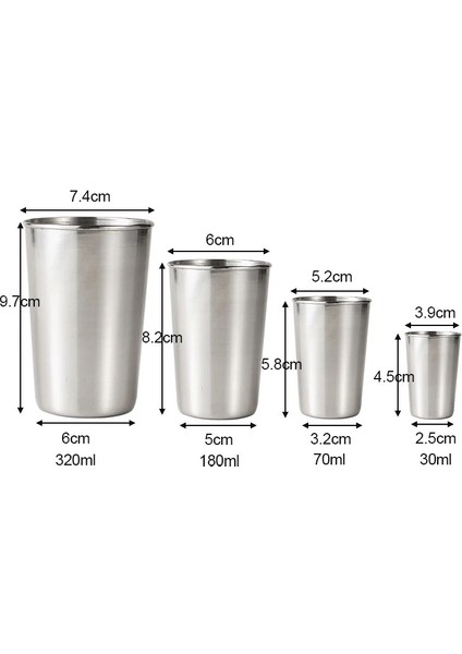 320 ml 320/180/70/30 ml Paslanmaz Çelik Kapak Kupa Kamp Bardak Açık Kamp Kupa Kahve Çay Bira Bardağı Açık Seyahat Kamp Ekipmanları (Yurt Dışından)