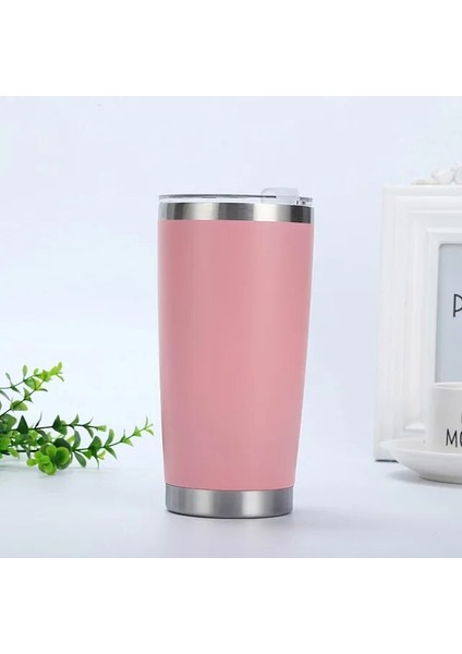 Pembe 2 Adet 1/2/5 Adet 20 Oz Paslanmaz Çelik Şarap Bardakları Kapaklı Mat Sıska Bardak Çift Duvar Yalıtımlı Su Kahve Bardağı Bardak (Yurt Dışından)