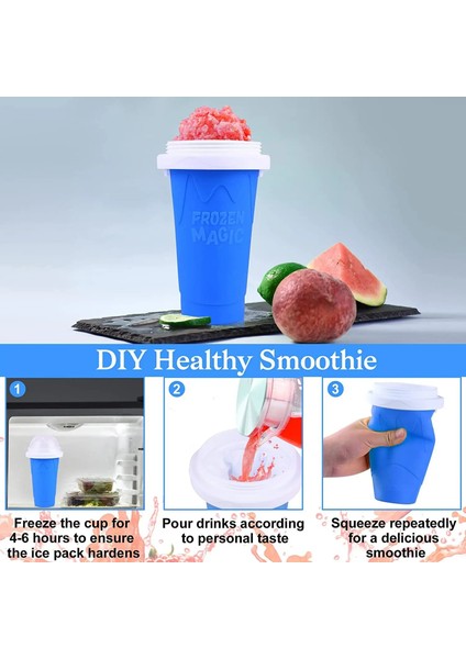 Mavi Hızlı Dondurulmuş Smoothies Bardak Dondurma Slushy Yapımcısı Bardak Kupa Ev Yapımı Milkshake Şişesi Shake Makinesi Hızlı Soğutma Fincan 350 ml (Yurt Dışından)