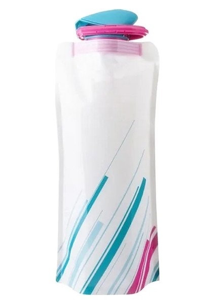 Beyaz 700ML Taşınabilir Ultralight Katlanabilir Su Torbası 700ML Su Şişesi Kılıfı Açık Spor Malzemeleri Yürüyüş Koşu Yumuşak Şişe Su Şişesi (Yurt Dışından)