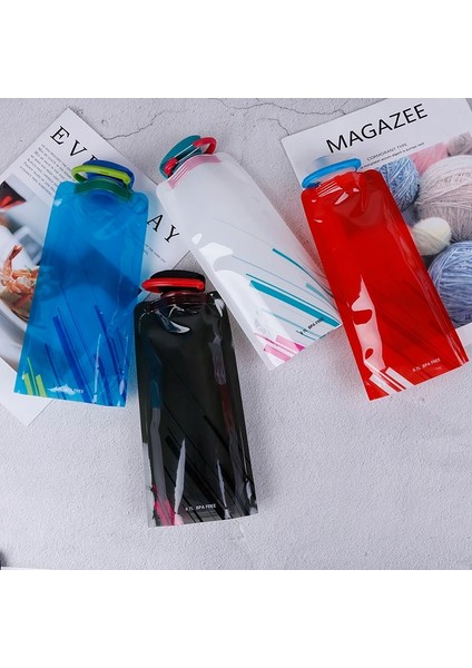 Beyaz 700ML Taşınabilir Ultralight Katlanabilir Su Torbası 700ML Su Şişesi Kılıfı Açık Spor Malzemeleri Yürüyüş Koşu Yumuşak Şişe Su Şişesi (Yurt Dışından)