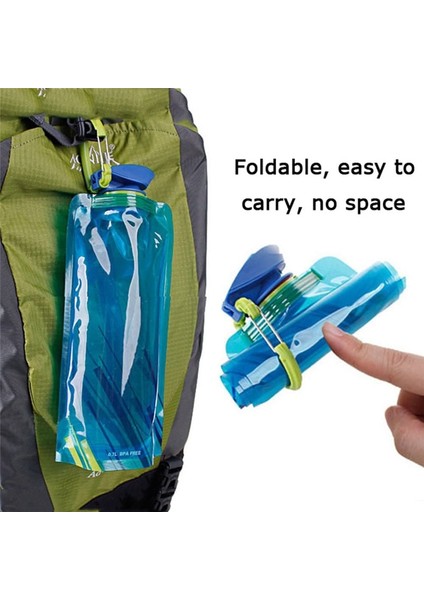 Beyaz 700ML Taşınabilir Ultralight Katlanabilir Su Torbası 700ML Su Şişesi Kılıfı Açık Spor Malzemeleri Yürüyüş Koşu Yumuşak Şişe Su Şişesi (Yurt Dışından)
