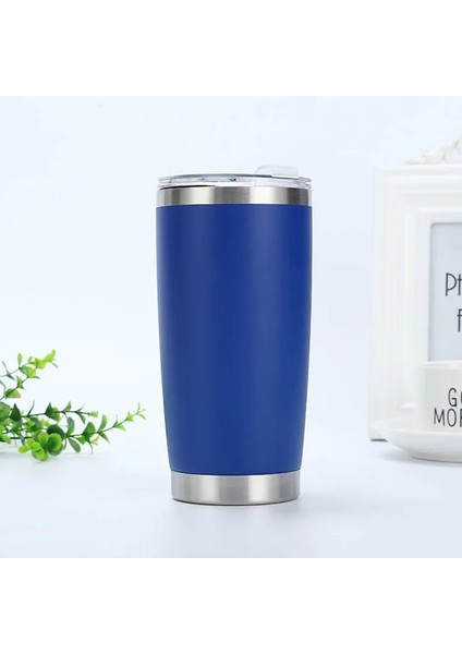 Koyu Mavi 2 Adet 1/2/5 Adet 20 Oz Paslanmaz Çelik Şarap Bardakları Kapaklı Mat Sıska Bardak Çift Duvar Yalıtımlı Su Kahve Bardağı Bardak (Yurt Dışından)