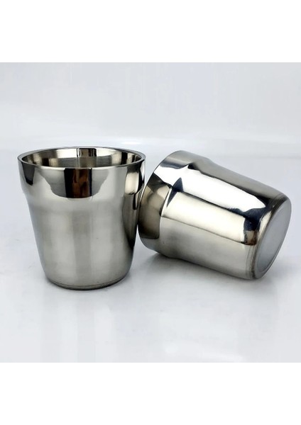2 Adet Paslanmaz Çelik Kamp Seyahat Yalıtımlı Tumbler Bardak Kahve Bira Kupa Çocuklar Kırılmaz Bardak 180 ml (Yurt Dışından)