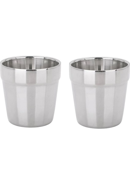 2 Adet Paslanmaz Çelik Kamp Seyahat Yalıtımlı Tumbler Bardak Kahve Bira Kupa Çocuklar Kırılmaz Bardak 180 ml (Yurt Dışından)