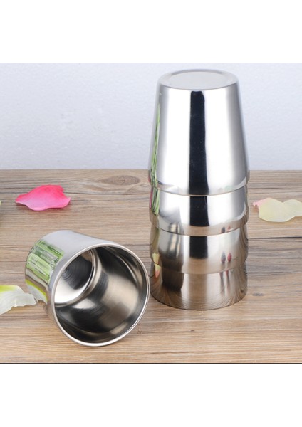 2 Adet Paslanmaz Çelik Kamp Seyahat Yalıtımlı Tumbler Bardak Kahve Bira Kupa Çocuklar Kırılmaz Bardak 180 ml (Yurt Dışından)