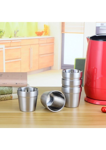 2 Adet Paslanmaz Çelik Kamp Seyahat Yalıtımlı Tumbler Bardak Kahve Bira Kupa Çocuklar Kırılmaz Bardak 180 ml (Yurt Dışından)