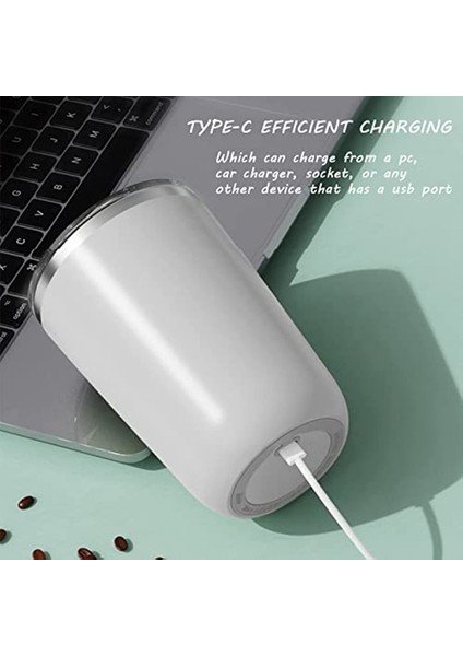 Beyaz 350 ml USB Şarj Edilebilir Otomatik Kendini Karıştıran Manyetik Kupa Paslanmaz Çelik Kahve Süt Karıştırma Fincan Blender Akıllı Mikser Su Şişesi (Yurt Dışından)