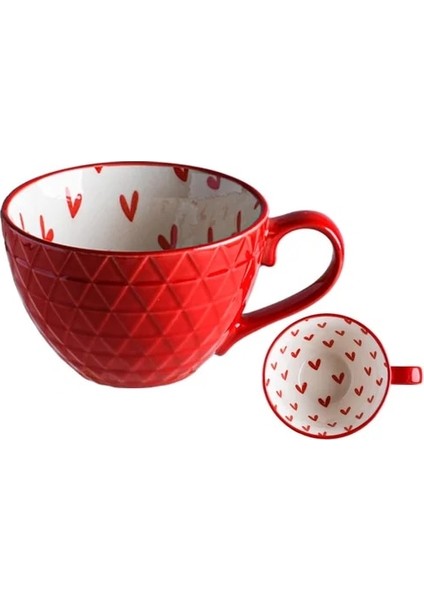 L Gızılı Seramik Kupalar Kahve Fincanı Kahvaltı Gevreği Sevimli Seramik Bardak Süt Ev Büyük Kapasiteli Yulaf Ezmesi Kupa Drinkware Ev Dekor (Yurt Dışından)