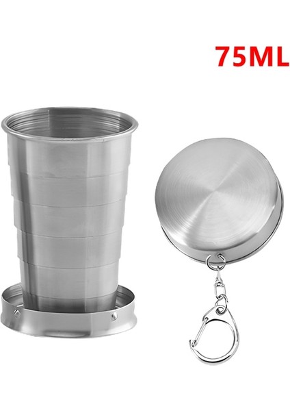 75ML 2pcs Paslanmaz Çelik Katlanır Bardak Katlanabilir Seyahat Kamp Tencere Geri Çekilebilir Bardak Çay Fincanı Teleskopik Bardak Drinkware 75ML/150ML/250ML (Yurt Dışından)