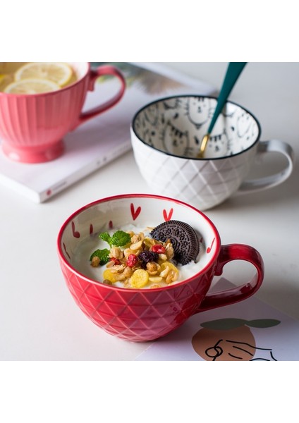 L Gızılı Seramik Kupalar Kahve Fincanı Kahvaltı Gevreği Sevimli Seramik Bardak Süt Ev Büyük Kapasiteli Yulaf Ezmesi Kupa Drinkware Ev Dekor (Yurt Dışından) modelleri