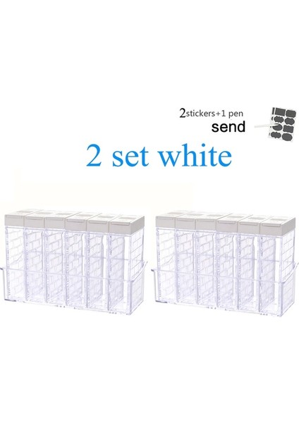 2 Takım Beyaz Şeffaf Baharat Kavanoz Seti Tuz ve Biber Baharat Şişesi Renkli Kapaklı Mutfak Çeşni Şişe Saklama Kabı Baharat Rafı (Yurt Dışından)