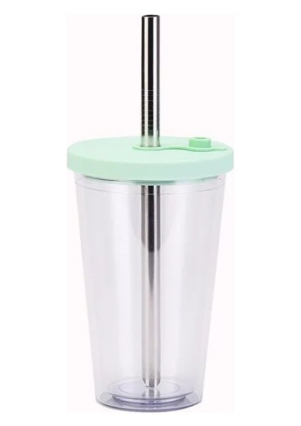 K 16OZ 16OZ Kabarcık Çay Samanı Tumbler Plastik Boba Kupası Çift Duvar Buzlu Kahve Fincanı Gelin Parti Için Temizle Pastel Renk Soğuk Bardak (Yurt Dışından)