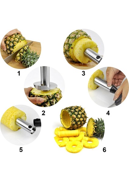 Sarı Paslanmaz Çelik Ananas Dilimleme Soyucu Meyve Tart Dilimleme Mutfak Kolay Araç Ananas Spiral Kesim Makinesi Mutfak Aksesuarları (Yurt Dışından)