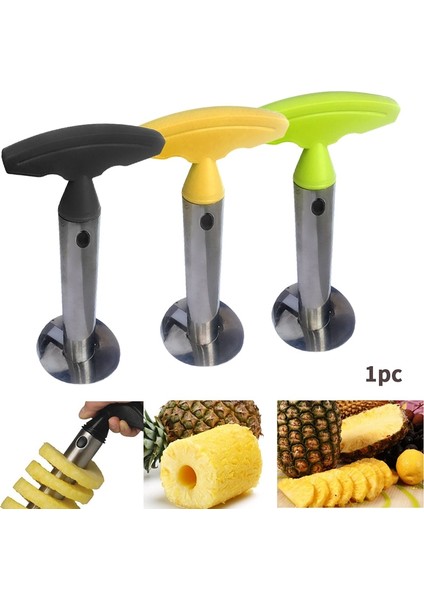 Sarı Paslanmaz Çelik Ananas Dilimleme Soyucu Meyve Tart Dilimleme Mutfak Kolay Araç Ananas Spiral Kesim Makinesi Mutfak Aksesuarları (Yurt Dışından)