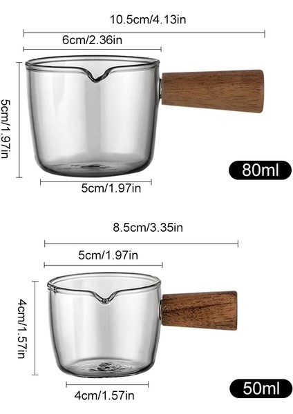 50 ml 50 Ml/80 ml Isıya Dayanıklı Espresso Shot Cam Ahşap Saplı Tek Borulu Cam Bardak Şarap Süt Kahve Ölçüm Kupaları (Yurt Dışından)