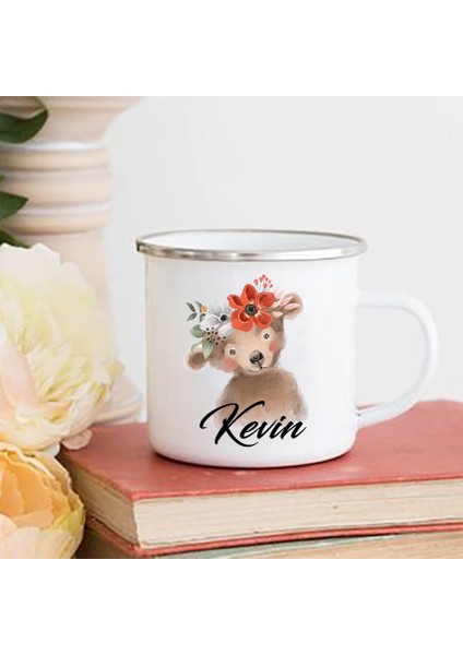 Tasarım 6 Kişiselleştirilmiş Baykuş Hayvan Baskı Kahve Fincanı Kadınlar Için Hediye Özel Kamp Emaye Kupa Sevimli Geyik Kaplan Adı Emaye ile Çocuk Için Hediyeler (Yurt Dışından)