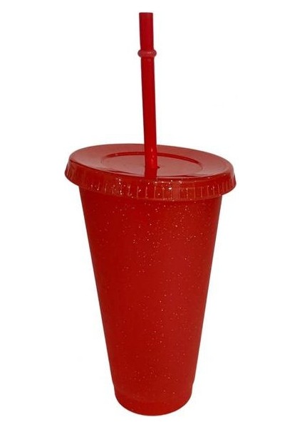 Kırmızı L Flaş Tozu Su Şişeleri Kız Için Samanlı Yeniden Kullanılabilir Sert Plastik Tumbler Kapaklı Kahve Fincanı Drinkware Noel Hediyesi (Yurt Dışından)