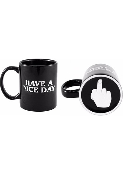 Siyah Iyi Günler Kahve 350 ml Kupa Komik Orta Parmak Bardak ve Kupalar Kahve Çay Süt Yaratıcı Yenilik Doğum Günü Hediyeleri (Yurt Dışından)